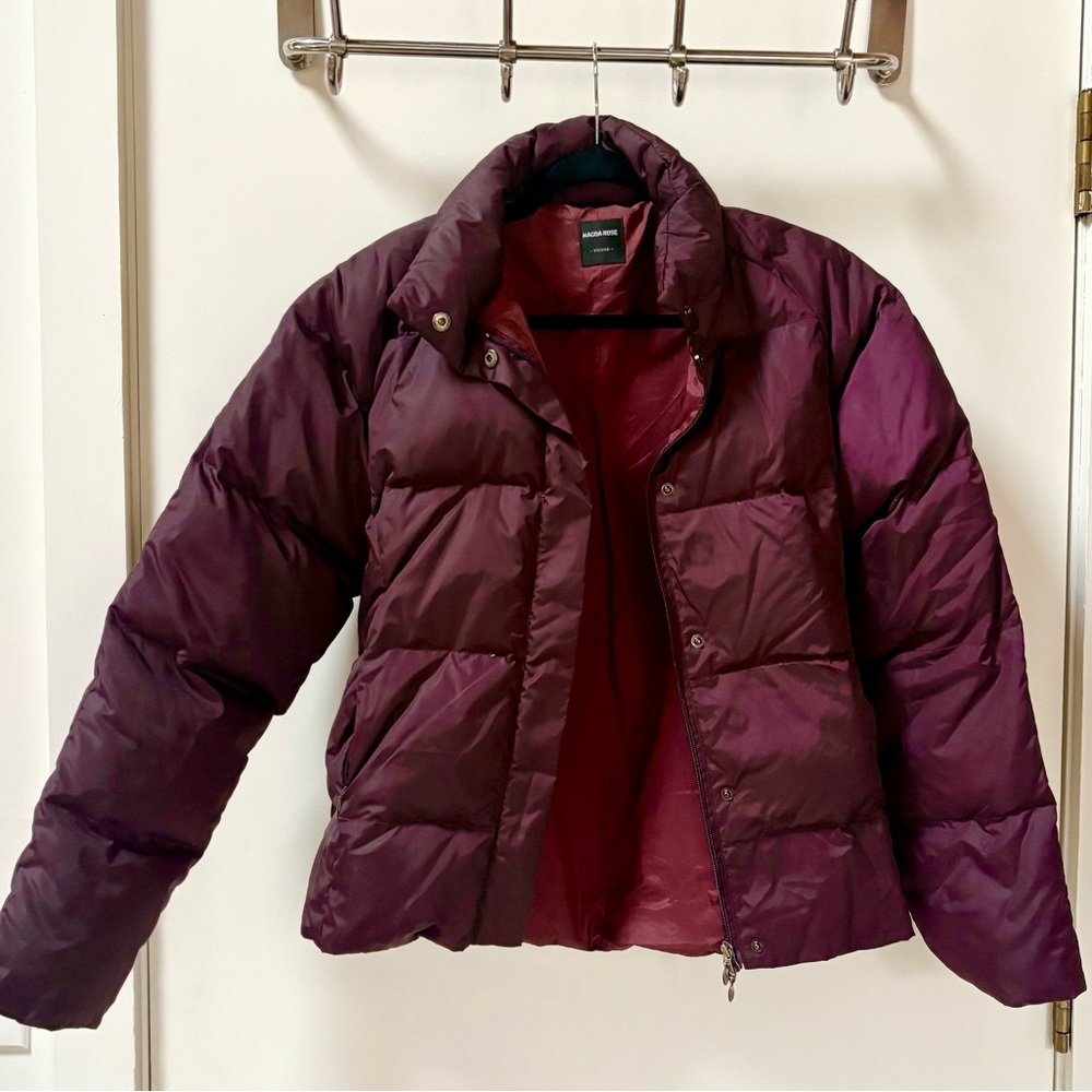 Merlot Plum Down Feather Puffer Medium Never Worn. Magda Rose Vienna